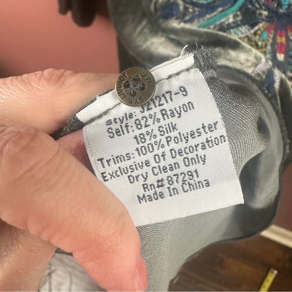 Johnny Was dark green v-neck tunic embroidered blouse size small long sleeves - Picture 5 of 8